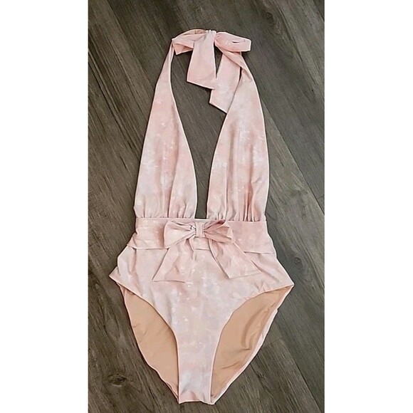who wore what Other - We Wore What Swimsuit Pink Floral Size Sm/Medium  Adjustable Halter Tie